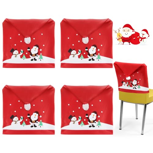 Stuhlhusse Weihnachtsmütze 21 yisight Stuhlhussen 4er Set, Stuhlbezug, Stuhlhussen, Stuhlhussen...
