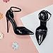 Elisabet Tang High Heels, Women Pumps D'Orsay Ankle Strap Pointed Toe Stiletto Heels Party Wedding Shoes Black 8