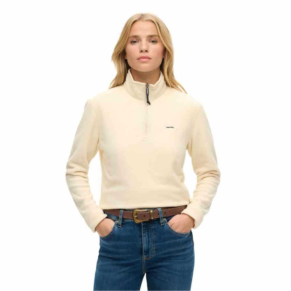 Superdry Polar Fleece Crop Half Zip Sweatshirt XL Beige