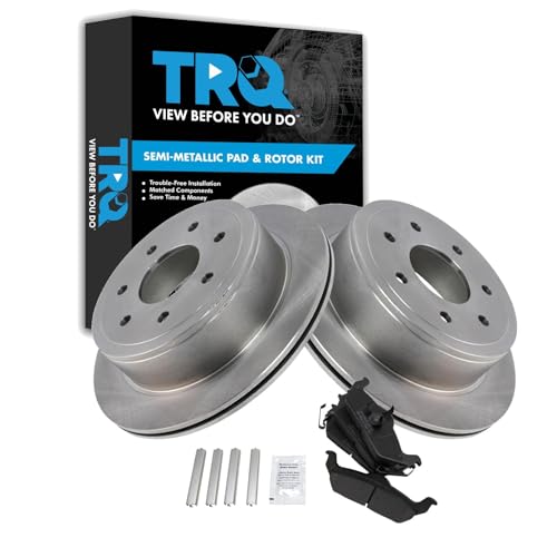 Image of TRQ Rear Brake Pad and Rotor Set Semi Metallic Rotors Compatible with 2004-2011 Ford F-150