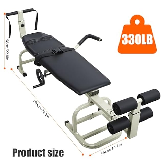 Massage Traction Table & Cervical Lumbar Traction Bed, Neck Stretcher Cervical Tractions Device, Portable Body Stretching Inversion Table Alternative 330LB Green