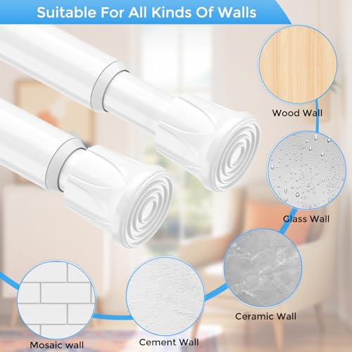 Image of 6 Pack Spring Tension Curtain Rod 8 to 12.5 Inch, DIY Mini Tension Rods No Drill for Slim Window Cupboard Closet Sidelights, White