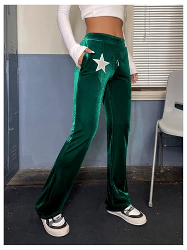 Verdusa Women's Drawstring Waist Flare Leg Velvet Pants with Pocket3