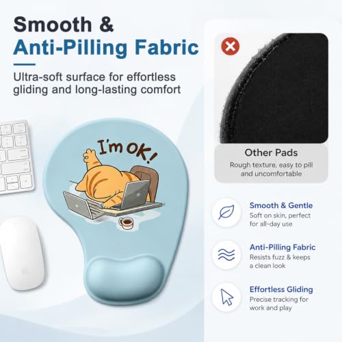 Image of ZORBES Ergonomic Mouse Pad Wrist Support Funny Cat Gel Cushion | rgonomic Mouse Pad with Gel Wrist Rest, Cute Funny Cat Pattern for Office Home