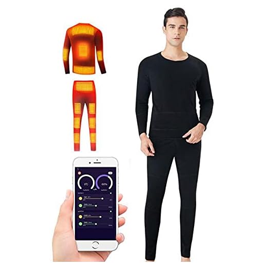 scosao Heated Underwear for Men Women Rechargeable USB Thermal Underwear Set, with APP Temperature Adjustment + 3s Rapid Heating Underwear Top + Heated Pant Washable ​for Motorcycle, Huntin,Black,XXL