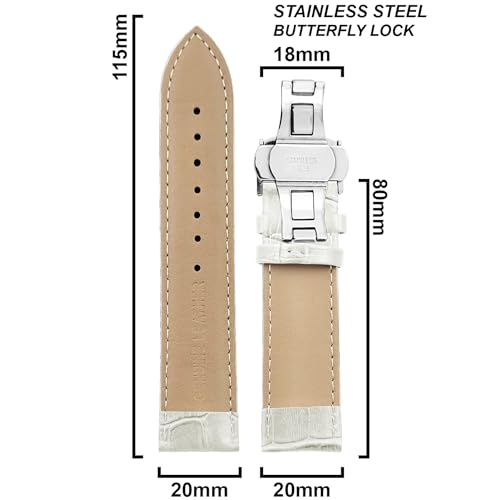 Image of DBLACK ''HOOK'' Leather Watch Strap with Butterfly Lock, Bamboo Design Pattern Full Padded Watch Belt / / For 18mm, 20mm, 22mm, or 24mm Watch Band (Choose Your Size & Color)