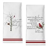 Seliem Cardinal I Am Always with You Red Birds Kitchen Dish Towel, Birch Tree Pine Cone Branch Bath...