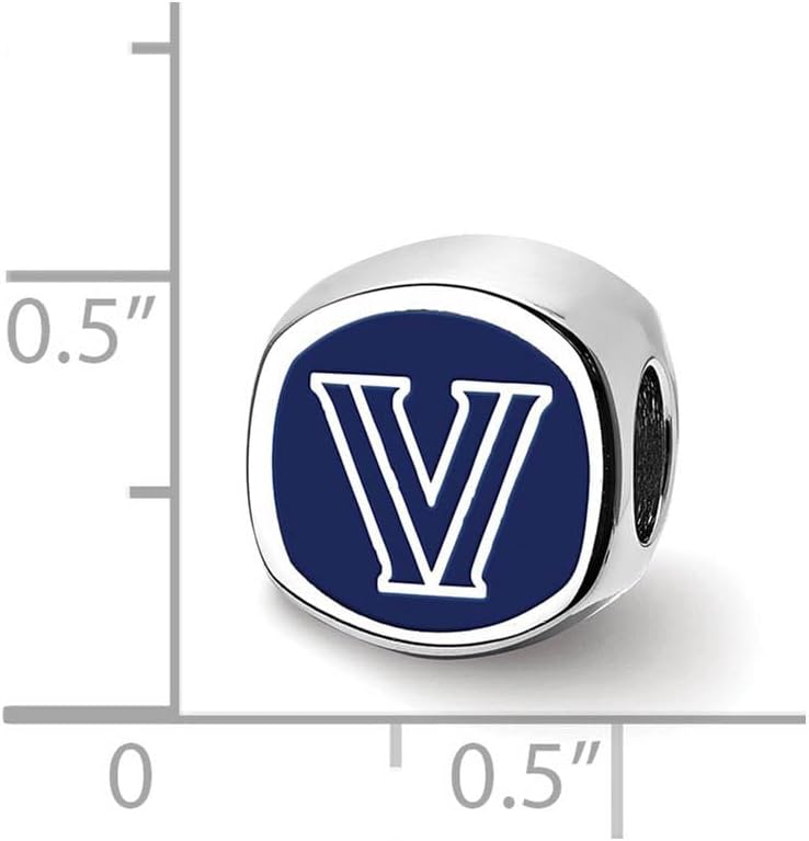 LogoArt Sterling Silver Villanova University 2-Sided Enameled Bead