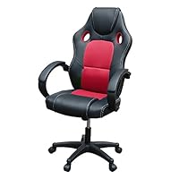 Panana Racing Style Office Gaming Chair, PU Leather Desk Ergonomically Adjustable Sport Swivel Chair With Padded armrests (Red)