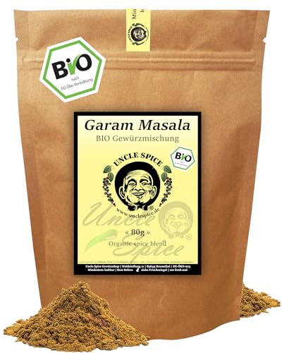 UNCLE SPICE Garam Masala - BIO Gewürzmischung - 80g feine Gewürzkomposition für authentische indische Gerichte in Premiumqualität - Gewürzmischung mit warmen und leicht scharfen Noten DE-ÖKO-005