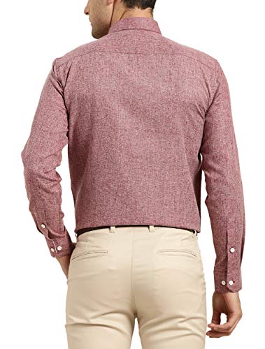 Image of SOJANYA (Since 1958, Men's Cotton Linen Maroon Formal Shirt, Size: 38