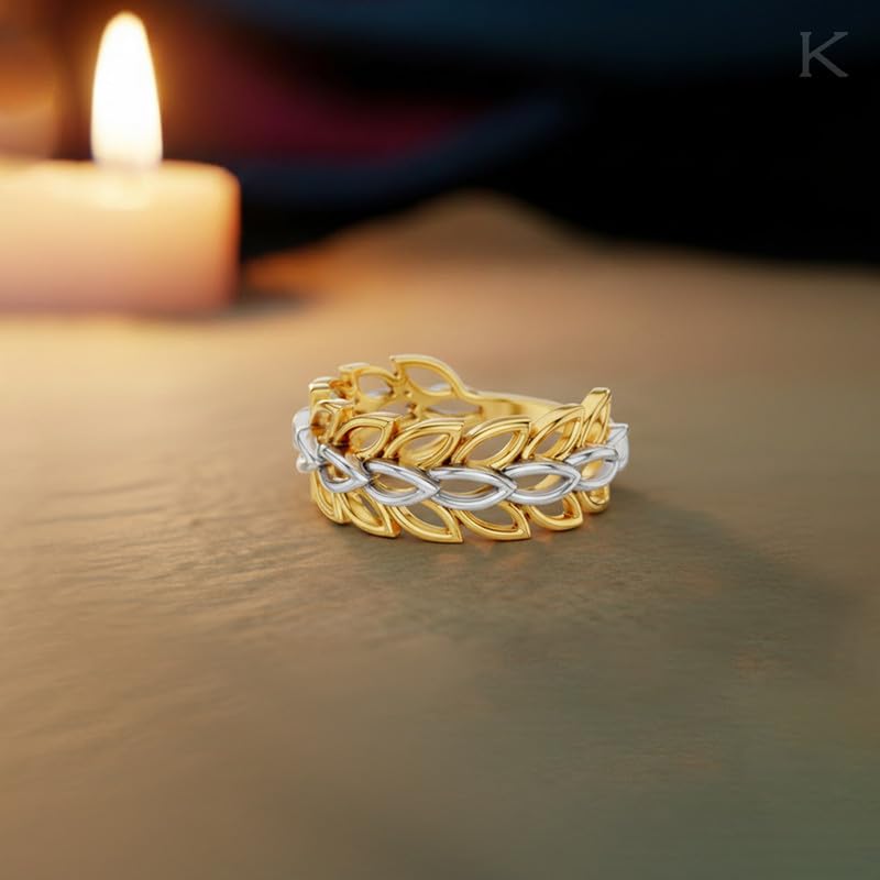 Image of KISNA 9KT / 14KT / 18KT Leaf Cascade Yellow Gold Ring For Women | S14