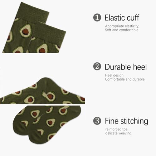 1 Pair Women's Mid-Crew Socks with Fruit & Vegetable Patterns - Soft Breathable Cotton Blend Socks （Sizes 36-43）2