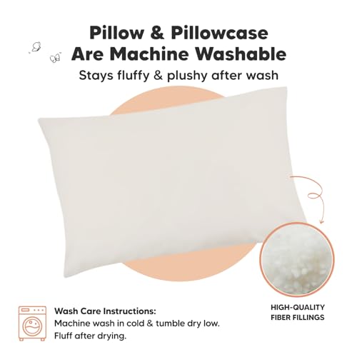 Image of Toddler Pillow with Pillowcase, 13x18 My Little Dreamy Pillow (Clay) | Kids Travel Bed Pillow for Sleep, Organic Cotton Small Pillowcase, Soft, Breathable, Machine Washable, Toddlers 2-5 years old