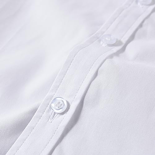 Image of Boys' Button Down Dress Shirts Kids Long Sleeve Solid Collared Uniform Shirt for Toddler Boy (Size 2T-20)