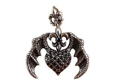 myringshop - Ciondolo a forma di pipistrello a forma di cuore, in argento 925