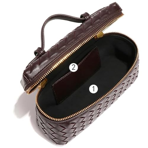 Image of Mini Woven Crossbody Purse Square Box Bags Top-Handle Tote Handbag Shoulder Bag Cute Satchels Trendy (Black-A)