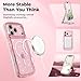 FABSPARK Case for iPhone 17 Pro,Compatible with MagSafe,Magnetic Clear Curly Wavy Frame Wave Case with Sparkly Bling Glitter,Transparent Acrylic Hard PC for iPhone 17 Pro,Glitter Clear Pink