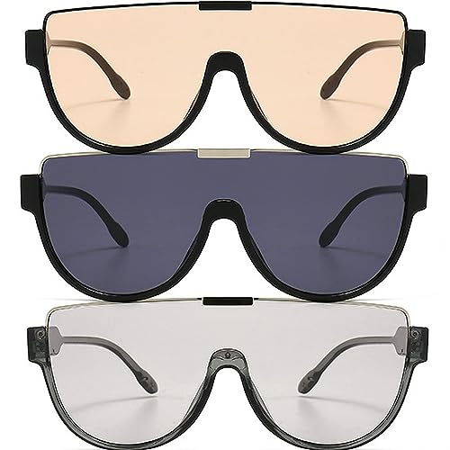 Image of Oversized Sunglasses Women Men Luxury Big Frame Mask Glasses Goggle Flat Top Clear Eye Protection Glasses Shade UV400