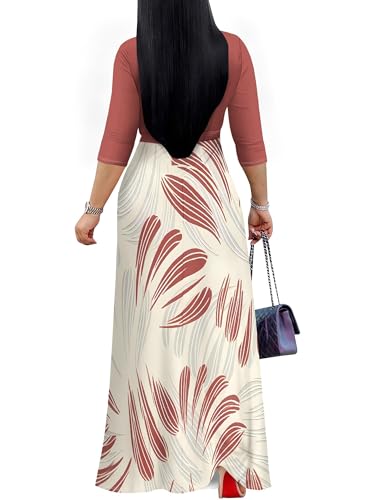 Image of PinkPatty Women's Long Sleeve Maxi Dress Plus Size Trendy Wedding Guest Dress with Pockets&Belt