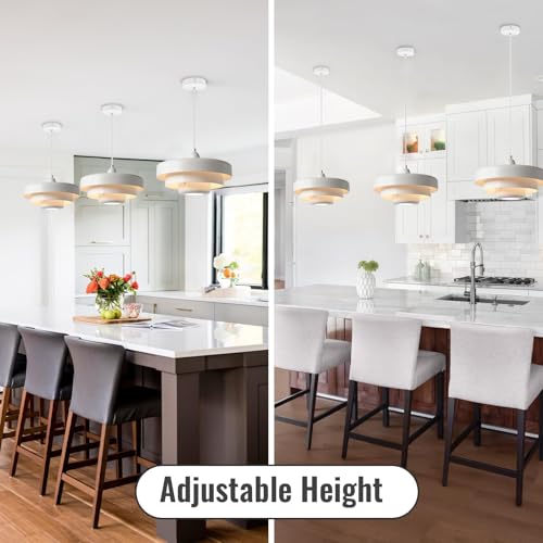 Image of 2-Pack Industrial Pendant Lights, 13.8 Inch Vintage White Metal Dome Hanging Lights for Kitchen Island, Mid Century Modern Ceiling Fixtures for Restaurant, Aisle