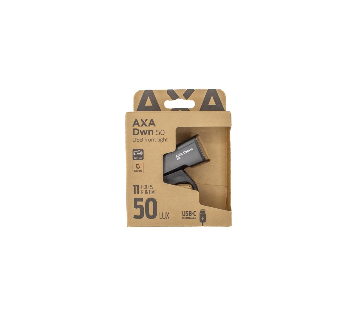 AXA Fahrradlicht Dwn 50 Lux – USB Aufladbar – 11 Stunden Leuchtdauer – Batterieanzeige – StVZO Zugelassen