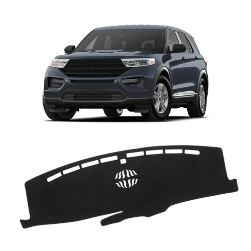 23B11 - Install New Dash Mat - 2022 Ford Expedition, 2022-2023 F-150 Lightning 2 KUST Black Dash Cover for Ford Explorer 2020-2025 2026 (XLT, Limited, ST, Platinum) (2025:Active, ST-Line, ST, Platinum) Dashboard Cover Polyester Non-Slip Car Accessories for Explorer No Glare