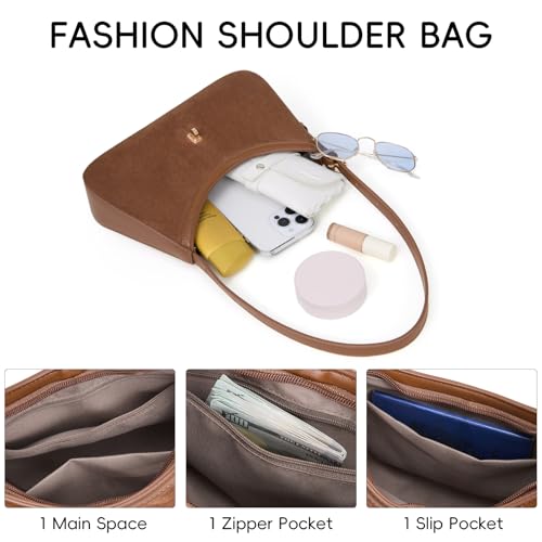 Image of CLUCI Suede Purses for Women, Shoulder Suede Bag with Adjustable Strap, Handbag Hobo Bags