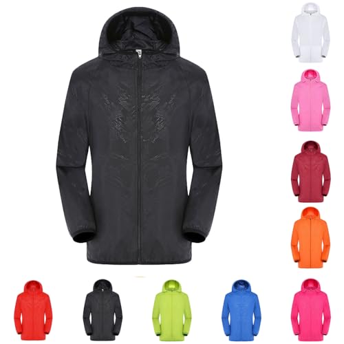 Generisch Chubasquero para mujer, impermeable y transpirable, ultraligero, plegable, chaqueta de entretiempo con capucha, chaqueta fina a prueba de viento, chaqueta de verano para exteriores