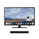 SYLVOX 19 inch 12V TV with Soundbar, 768P Smart RV TVs DC/AC Powered, Compatible with Google OS, Support Google Assistant, Bluetooth WiFi, 9-32V Wide Voltage Protection