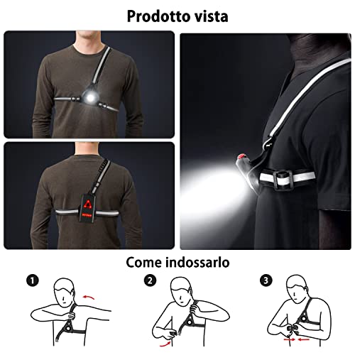 QcoQce Luce Corsa Ricaricabile USB, Impermeabile