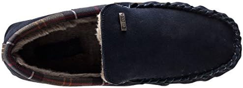 Barbour Mens Monty Winter Suede Durable Moccasin Faux Fur Slippers - Navy Suede - 6.5 | Image 7