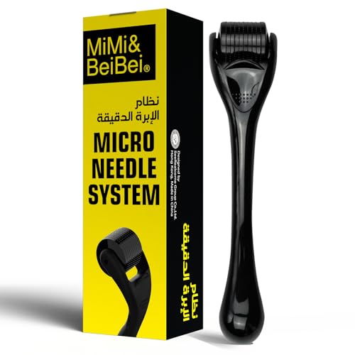 MIMI & BEIBEI 0.5mm Microneedle Roller System For Hair & Beard Growth with 540 Titanium Needles Derma Microneedling Roller for Hair Beard Eyelash & Eyebrow Growth Repairs Damaged Hairs Follicles