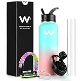 Sports Water Bottle, Vacuum Insulated Stainless Steel Water Bottle with Straw Lid, Reusable Wide Mouth Double Walled Flask Thermos (40 oz, Sweet Taffy)