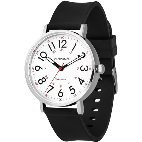 Image of Watch with Second Hand Nursing for Women, Analog Watches for Nurses, 12 /24 Hour Military Time, Easy Read Dial, Colorful Silicone Band