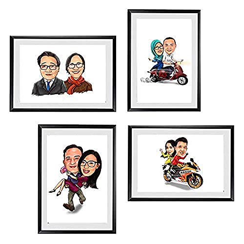 Image of DK Decors Personalized Anniversary Couple Caricature Fiber Plastic Photoframe Gifts for Your Lovable Soul (Size 8x10 Inch, Multicolor, DK005) (4x6 inch)