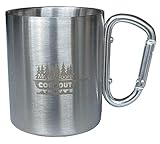 King Kooker Mr. Outdoors Cookout Double Insulated Stainless Steel Camp Mug with Carabiner Handle for Hikes, Camping, Hunting, Fishing, Survival
