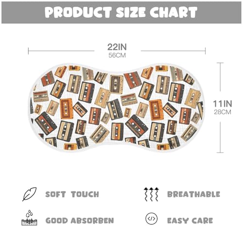 J JOYSAY Music Tapes White Baby Burp Cloths for Boys Girls Large 22''x11'' Cotton 4 Layer Burp Clothes Set for Drool Babies one sizex12