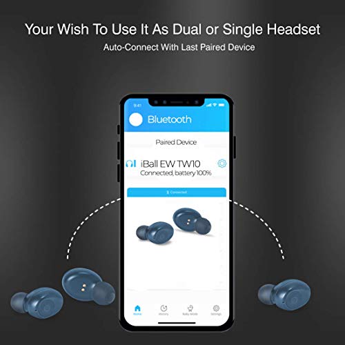 Image of iBall EarWear TW10 in-Ear Bluetooth Wireless Headphones with Protective Charging Case - Steel Blue