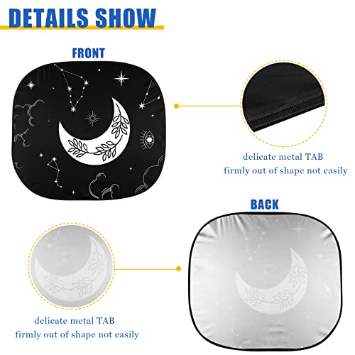 Image of 2PCS Star Moon Print Car Windshield Sun Shade Front Foldable Car Sunshades Reflect UV Reflect Sun and Heat Protect Keep Your Vehicle Cool for Most Sedans SUV Truck, 31.75 inch x 28.75 inch (Classic Style)