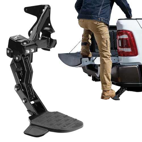LINKCRO 82215289AG Rear Bed Step Retractable Bed Step for 2019 2020 2021-2024 Dodge Ram 1500 DT with Dual Exhaust(New Body Style)Driver Left Side Truck Bed Step 82215289AH 82215289AB 82215289AC