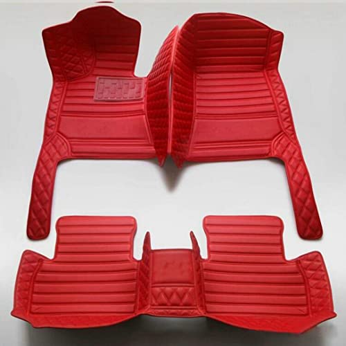 ZPXJSM Customize Leather Car Floor Mats for Sedan SUV Sports Car Black Red Pink White Men's and Women's Vehicle Pads (Pure red Stitching)