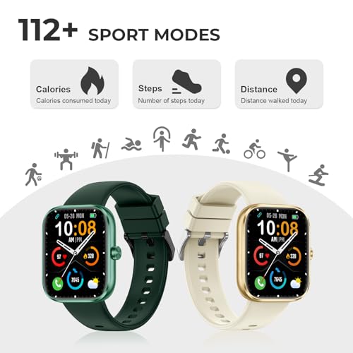Image of Smart Watch for Men Women, 1.83 inch HD Touchscreen Fitness Watch with Bluetooth Call&Message Notifications, 110+Sport Modes, 24 /7 Heart Rate /Sleep Monitor, IP68 Waterproof Fitness Tracker, Champagne Gold