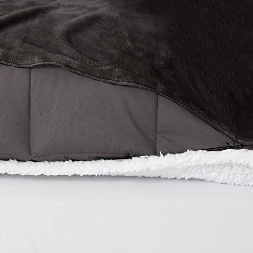 Dream Lab Soft Sherpa Reversible 15lb Weighted Blanket with Removable & Washable Cover, Charcoal/Ivory, 48"" x 72""" - Image 5