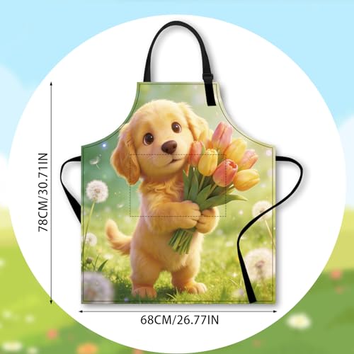 Image of Nuxovilar Decorative Kitchen Apron, 26.77x30.70 Inch Polyester Cooking Wearable Cover