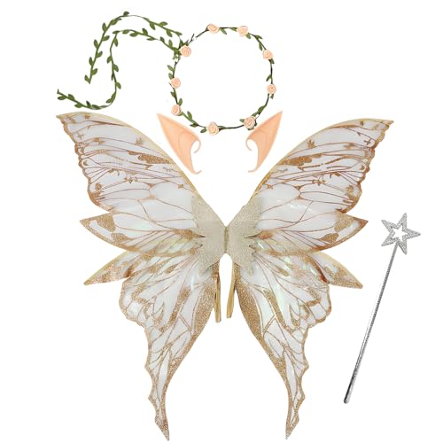Snycler Fairy Wings for Adults, Fairy Costume Set with...