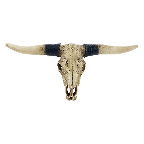 Pine Ridge Southwestern Bull Longhorn Skull - Steer Bull Head, Rustic Chic Wall Hanging Texas Decoration, Polyresin Steer Horns for Wall Sculpture | Replica Real Steer Bull Skull Head