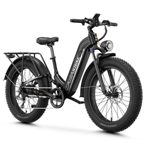 Aipas M1 Pro Electric Bike, 1800W Peak Motor Electric Bike for Adults, 48V 17.5Ah, 26'' x 4.0'' Fat Tire Electric Mountain Bike, Ebike with 85 Miles, 36MPH, 7 Speed 110Nm and Dual Suspension