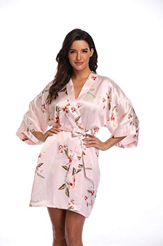 Image of Women's Pure Short Silky Robes Bridesmaid Bride Party Satin Robes Sleepwear