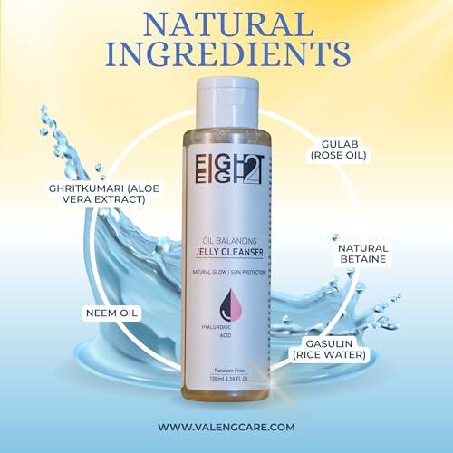 Image of EIGHT2EIGHT Hydrating Jelly Cleanser | Gentle Face Wash for All Skin Types | Deep Cleansing, Non-Drying & pH Balanced | Paraben-Free, Sulfate-Free | 100ml